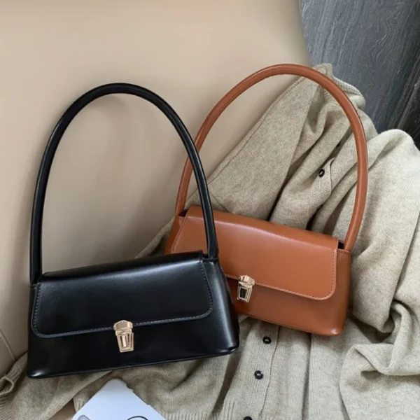 Vintage Retro Women's Shoulder Bag – Simple Solid Color Tote Bag