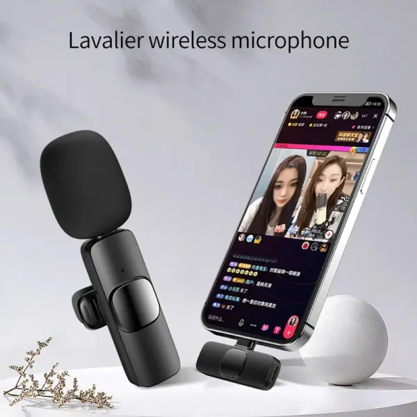 Wireless Lavalier Microphone - Noise Cancelling Mini Mic for iPhone, Android, Live Broadcast & Gaming | Audio & Video Recording