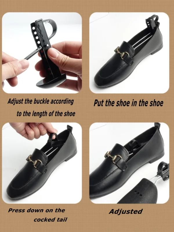 1pair Unisex Black Adjustable Plastic Shoe Trees, Pu Leather Shoe Lasts, Sports Shoe Shapers, Shoe Stretchers, Shoe Covers.
