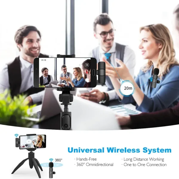 Wireless Lavalier Microphone - Noise Cancelling Mini Mic for iPhone, Android, Live Broadcast & Gaming | Audio & Video Recording