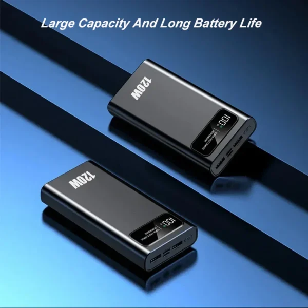 120W Fast Charging Power Bank 200000mAh Ultralarge Capacity Portable Digital Display External Battery For iPhone Samsung Huawei