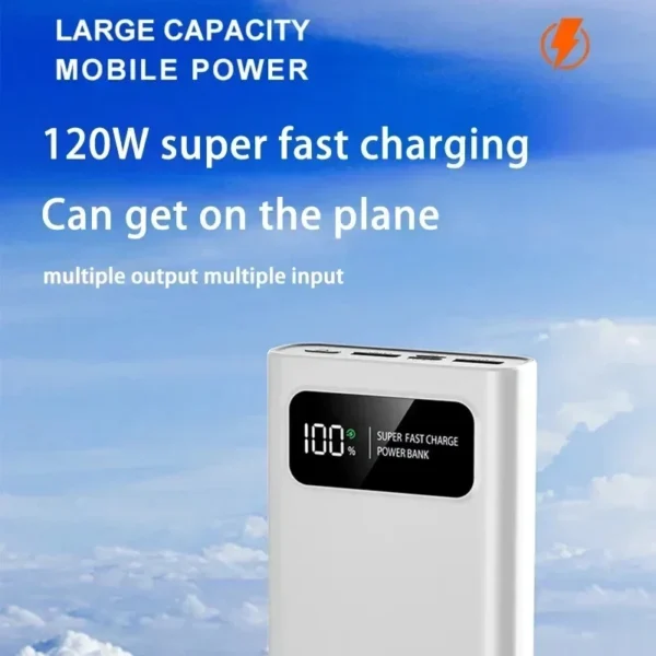 120W Fast Charging Power Bank 200000mAh Ultralarge Capacity Portable Digital Display External Battery For iPhone Samsung Huawei