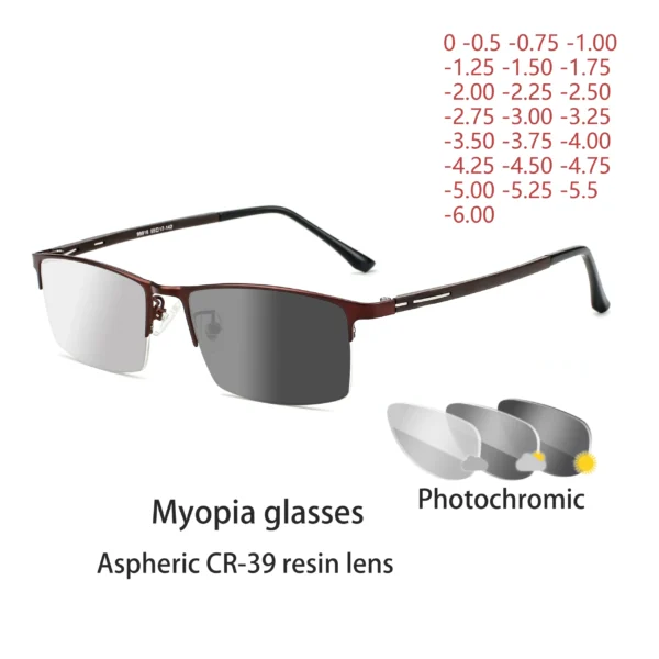 Photochromic Eye Glasses Men Women Myopia Eyeglasses Finished Glasses Students Short Sight Eyewear 0 -0.5 -1 -1.25 -1.5 -1.75 -6