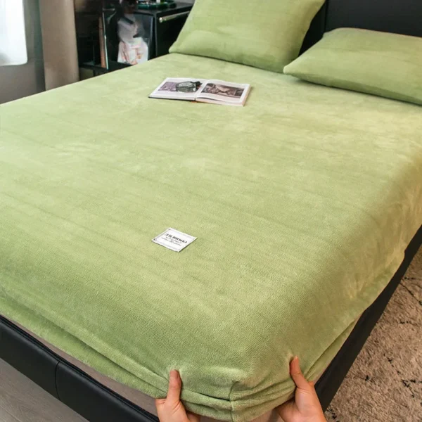 200 * 220cm Simple Solid Color Winter Thick Warm Coral Velvet Mattress Cover Suitable Bedroom Soft Bed Sheet Couple Double Use